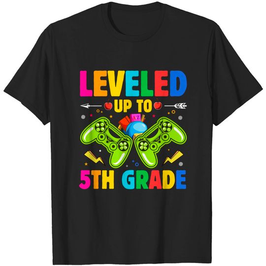Discover Leveled Up To 5th Grade Gamer Back To School Outfits Student - 5th Grade Gift - T-Shirt