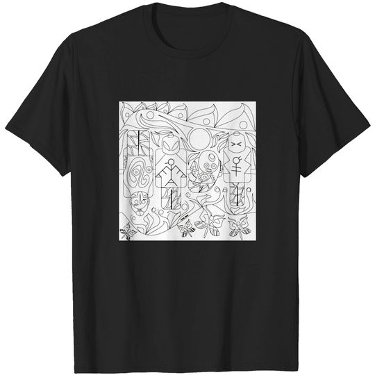 Discover adult coloring tribal alien in brick pattern ecopop - Mayan Mask - T-Shirt
