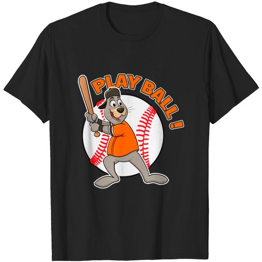 Discover Play Ball! San Fransisco Giants Baseball Mascot Lou Seal - San Fransisco Giants - T-Shirt
