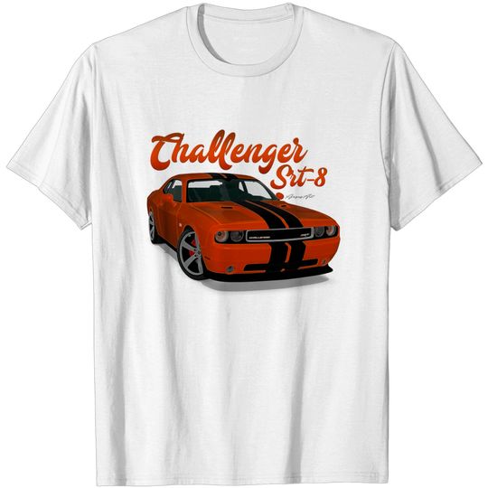 Discover Challenger Srt-8 Orange Stripe Front - Challenger - T-Shirt