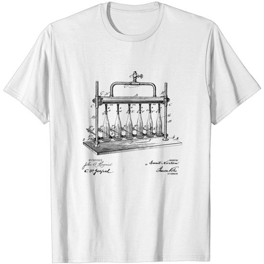 Discover Bottle Filling Machine Vintage Patent Hand Drawing - Machine - T-Shirt