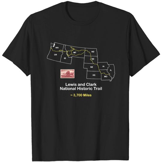 Discover Route Map Design, The Lewis and Clark Trail - Trails - T-Shirt