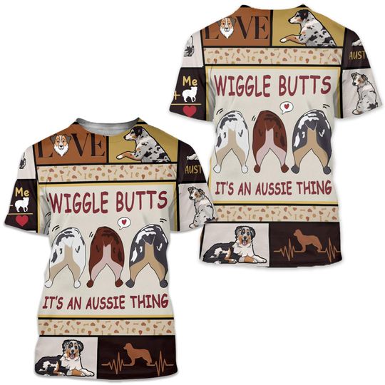 Discover Australian Shepherd Dog Butts Heart Women 3D-shirt