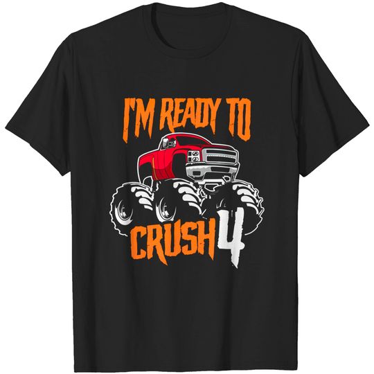 Discover Monster Trucks 4th Birthday Gift Tee