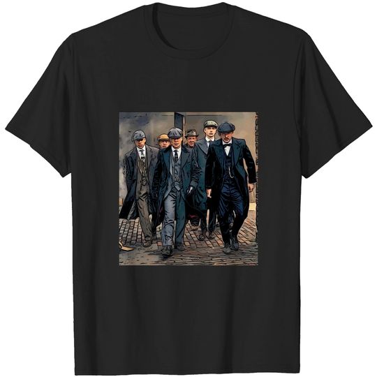 Discover Thomas Shelby walking with the Peaky Blinders, well dressed as abstract comic art (vers. 1) - Thomas Shelby - T-Shirt