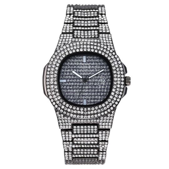 Discover Unisex Luxury Full Diamond Watches Fashion Quartz Analog Stainless Steel Band