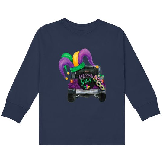 Discover Mardi Gras Jeep Kids Long Sleeve T-Shirt