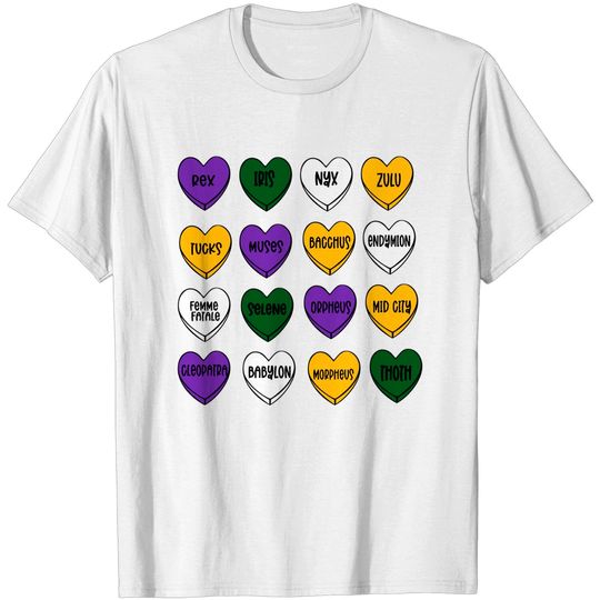 Discover Mardi Gras conversation hearts tee, Mardi gras parade shirt