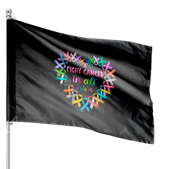 Discover Fight Cancer In All Colors House Flags, Colorful Ribbon Heart Cancer Awareness House Flags