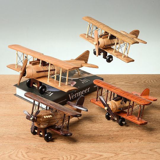 Discover Wooden Airplane Model Warplane Vintage Wood Model Toy Airplane