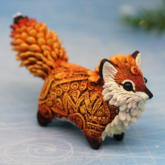 Discover Cute Totem Fox Figurines, Mini Fox Statue, Animal Resin Sculpture