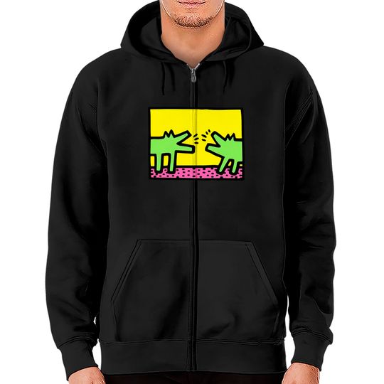 Discover Keith Haring Dog Merch Zip Hoodies
