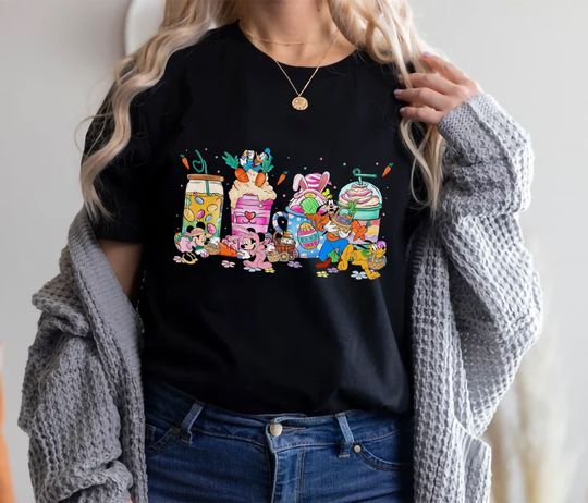 Discover Mouse And Friends Easter Shirt, Happy Easter, Drinks And Foods