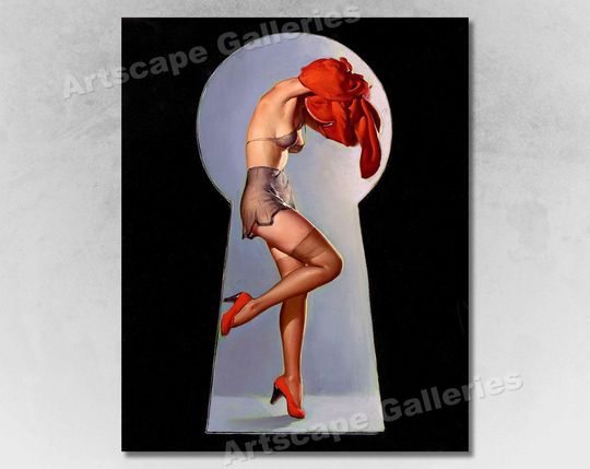 Discover Sexy "Peek-a-View" Vintage Style Elvgren Pin-Up Girl Poster