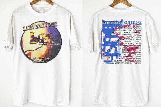 Discover 1997 Bush Razorblade Suitcase Tour T-Shirt, Bush US Tour 1997 T-Shirt