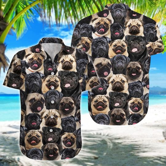 Discover Pug Button Shirts, Pug Shirt, Shirts For Men, Dog Hawaiian Shirts