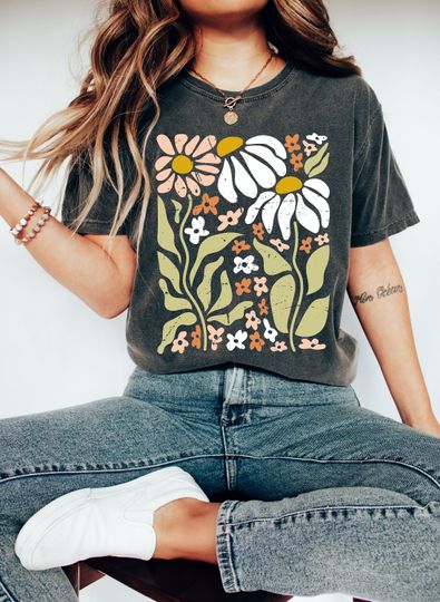 Discover Flowers T-Shirt, Boho Wildflowers Floral Nature Shirt