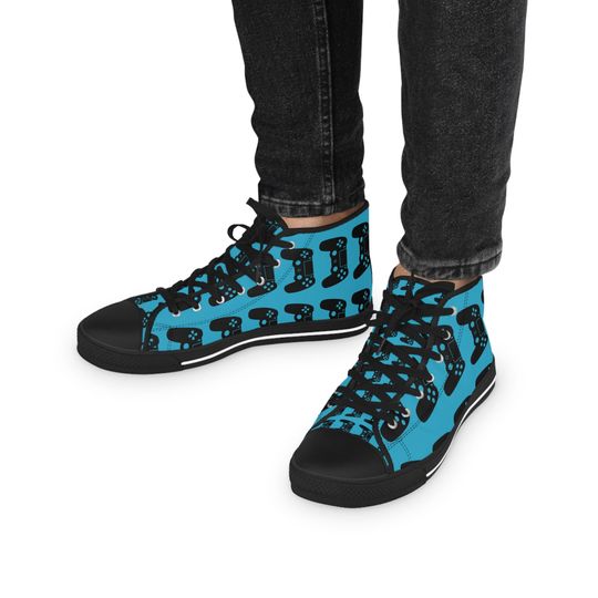 Discover Men's High Top Sneakers - Classic PlayStation controller AOP
