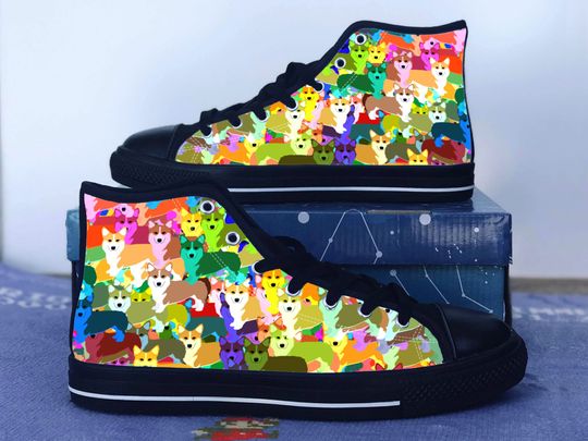 Discover Rainbow Corgi Men's High Top Sneakers