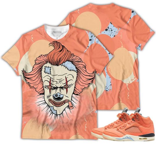 Discover Misunderstood Clown Unisex Sneaker Shirt Match Crimson Bliss 5s Tee, Jordan 5 DJ Khaled Crimson Bliss 3D T-Shirt, Hoodie, Zipup, Sweatshirt
