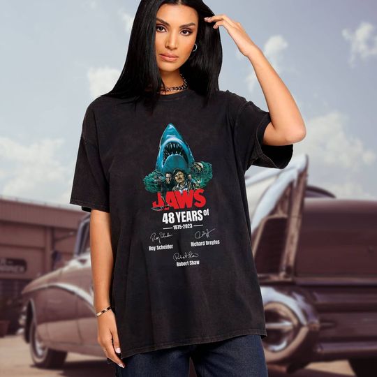 Discover 48th Anniversary Jaws T-Shirt - Jaws Fan Gift Shirt