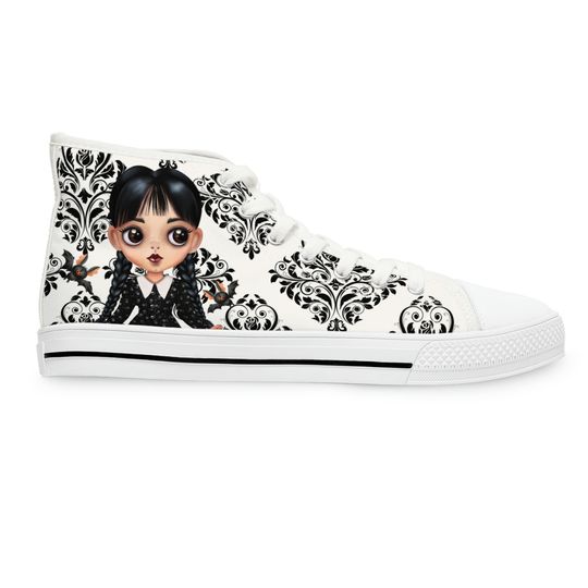 Discover Wednesday Addams Vintage White Shoes High Top Women's High Top Sneakers