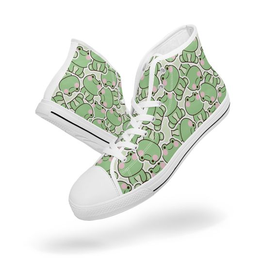 Discover Cute Kawaii Green Frog Men's High Top Sneakers