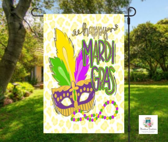 Discover Mardi Gras garden flag | Spring garden flag