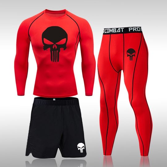 Discover Skull Men's Sportswear Suits Gym Tights Sets