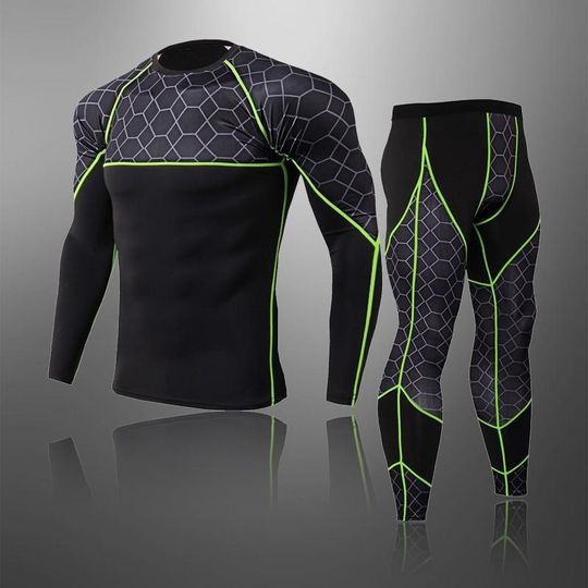 Discover Thermal Underwear Men Compression Sportswear Suits Gym Tights Training Clothes Workout Jogging Sports Set Running