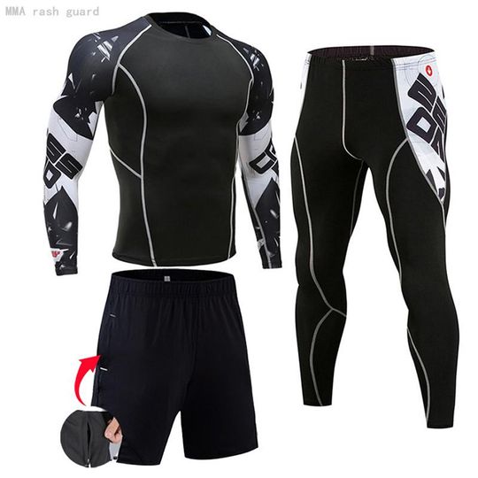 Discover Men's Compression Sportswear Suits Gym Tights Training Clothes Workout Jogging Sports Set Running