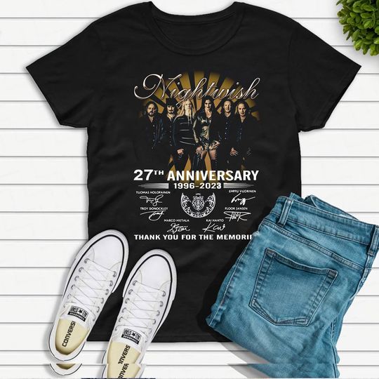 Discover Vintage Nightwish 27th Anniversary 1966-2023 Signatures T-Shirt