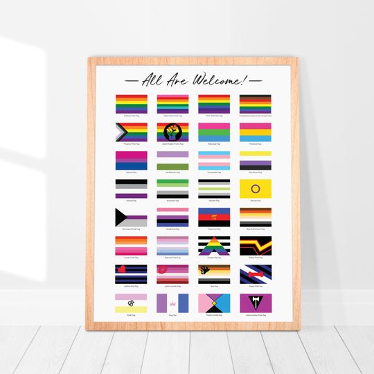 Discover Flags of LGBTQIA, All Are Welcome Poster