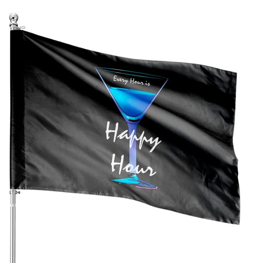Discover Blue Martini Happy Hour Cocktail Mens Black House Flags