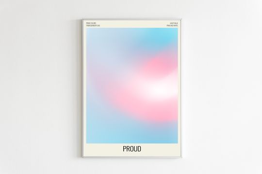 Discover Mesh Gradient Trans Pride Flag Poster Printable