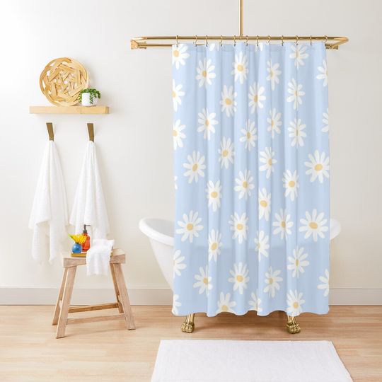 Discover Daisies Baby Blue Shower Curtain