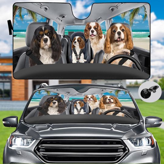 Discover King Charles Spaniel Car Sunshade, King Spaniel Sunshade, Dog Auto Sunshade Car