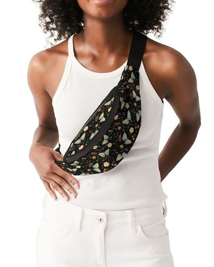 Discover Botanical Moth Fanny Pack, Moth Crossbody Sling Bag Women, Floral Fanny Pack