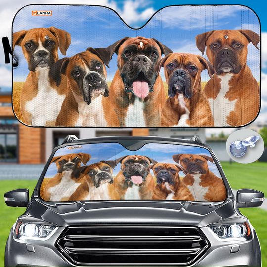 Discover Boxer Car Sunshade, Dog Windshield Sunshade, Auto Sunshade For Car