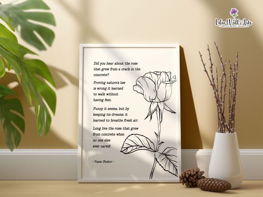 Discover The Rose 2pac Rap Lyrics | Inspirational Print | Tupac Shakur Poem | Poetry Printable