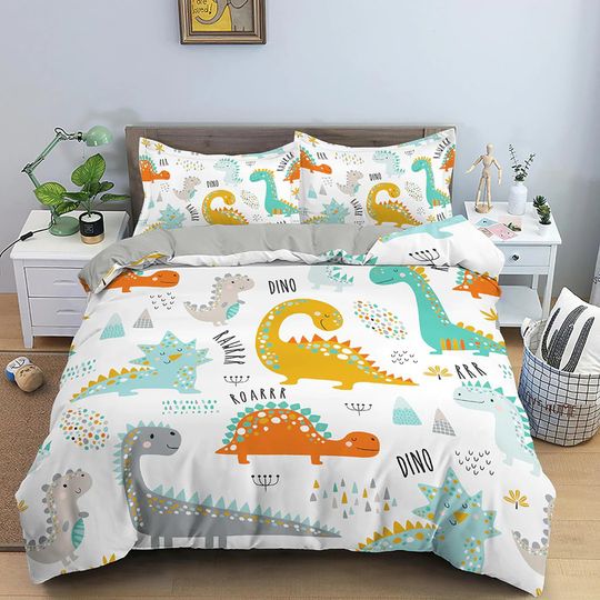 Discover Colorful Dinosaurs Bedding, Duvet Cover Set & Pillowcase