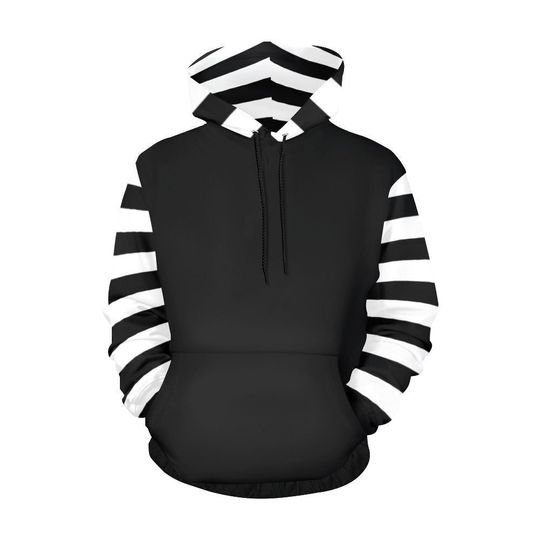 Discover Black White Stripe Sleeves Hoodie Nightmare Striped Goth Christmas