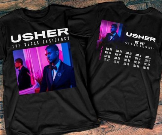 Discover Usher My Way The Vegas Residency Tour 2023 T-Shirt, Usher Tour 2023 T-Shirt