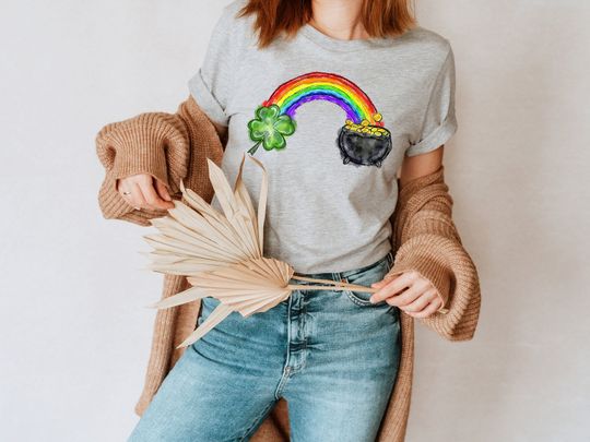 Discover Rainbow Pot Of Gold Shirt, Rainbow St. Patricks Day Shirt