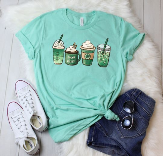 Discover Coffee St Patricks Day shirt, Irish Shamrock clover shirt, Womens Cute St Patty's Day Shirt