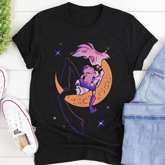 Discover Chemise Angel's Moon Hazbin Hotel Shirt, Alastor, Angel Dust, Charlie Morningstar, Vaggie, Husk, Niffty