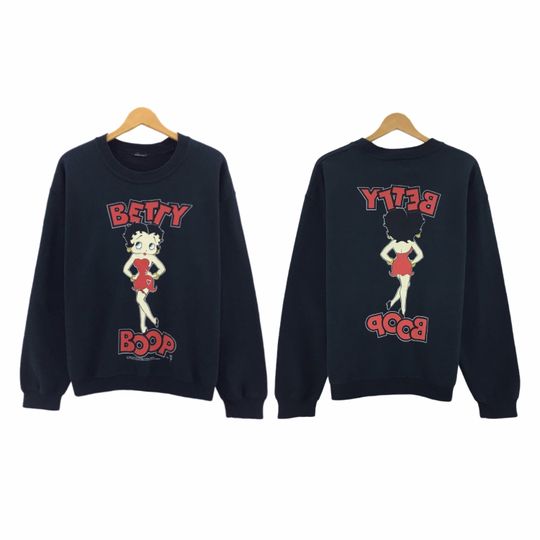 Discover Very Rare! Vintage 90s Betty Boop Big Logo Print Front Back