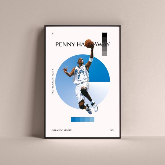 Discover Penny Hardaway Poster, Orlando Magic Art Print Minimalist Basketball Wall Decor