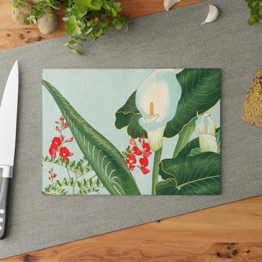 Discover Calla Lily Flower Glass Cutting Board, Japanese Art