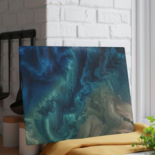 Discover Glass Cutting Board, Blue Teal Marble Kitchen, Kitchen Accessories, Glass Chopping Board